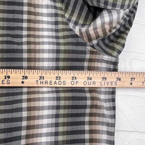 Tommy Bahama Shirt Mens 2XL Brown Gray Check Geometric Stripe Cotton Silk - Picture 5 of 10